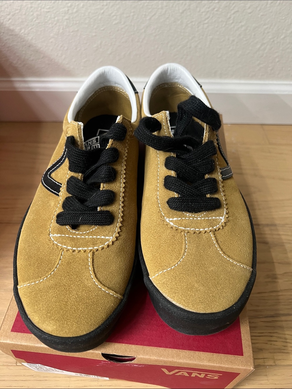 Vans Suede Lace-Up Sneakers in Mustard with Black Accents